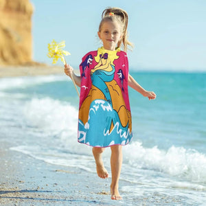 Pink Mermaid and Little Prince Poncho Bath Towel for Kids, 1-7 years, 60 x 60cm | 100% Cotton, Skin-Friendly Microfiber Hooded Toddler Pool Towel | Quick-Drying, Water Absorbing, Full-Size Bathrobe